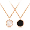 new arrival wholesale simple stainless steel shell circle pendant choker necklace