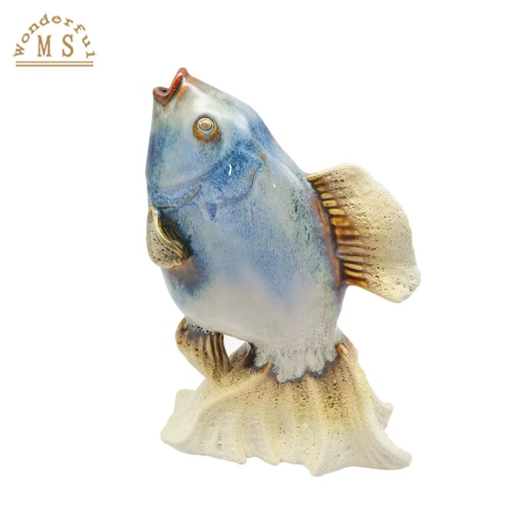 Ceramic Carp Fish Figurines for Indoor Decoration, Lucky Ceramic Fish design Flower Vase,Creative Style Feng Shui Fish Figurine