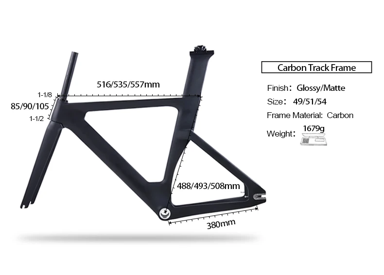 Best BXT full carbon track frame road  frames fixed gear bike frameset with fork seat post 49/51/54cm carbon Bicycle Parts Frameset 2