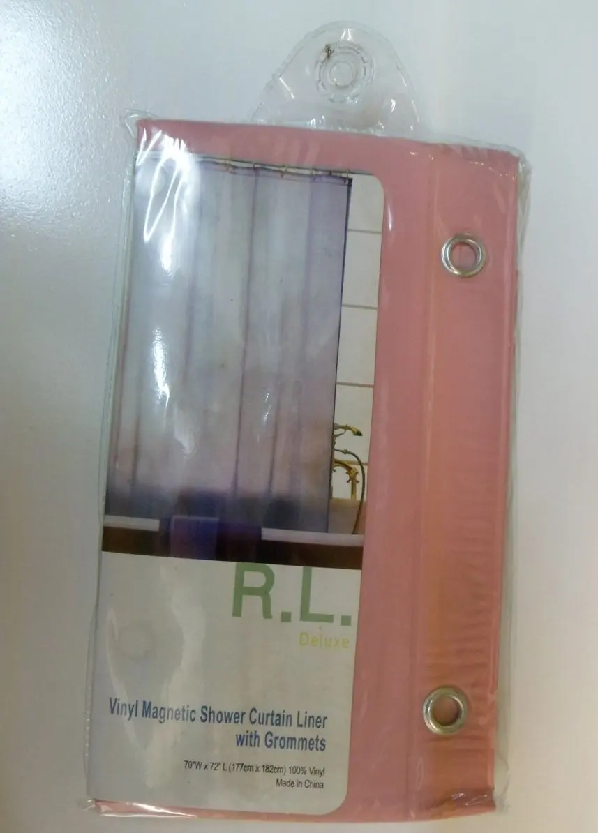 RL Plastics 100% Vinyl Dusty Rose Magnetic Shower Curtain Liner with Grommets, Mildew and Water Resistant Standard Size 70