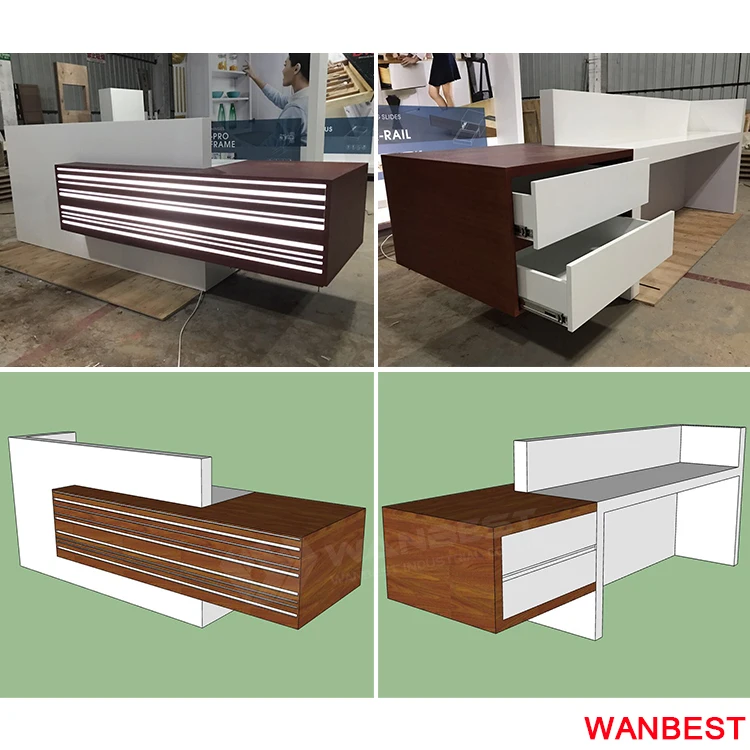 Luxury Artificial Marble Led Small Nail Salon Office Furniture Hotel Reception Desk Front Table