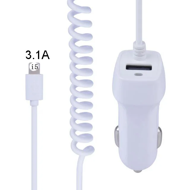 Portable 12v 3.1a Car Charger Usb Port,Mobile Phone Car Charger With Led And I5 Cable Buy Car