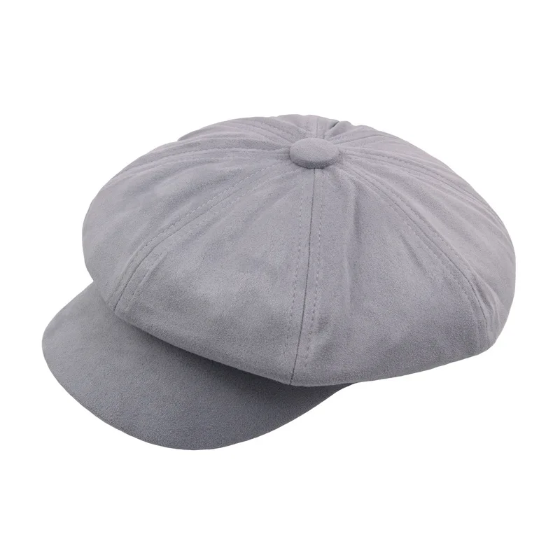 Adjustable Suede 8 Panel Hats Beret 