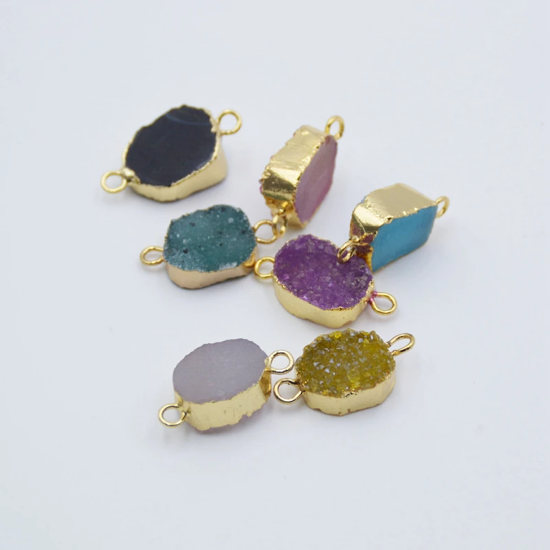 Wholesale 18k Gold Drusy Quartz Jewelry Pendant Natural Tiny Druzy