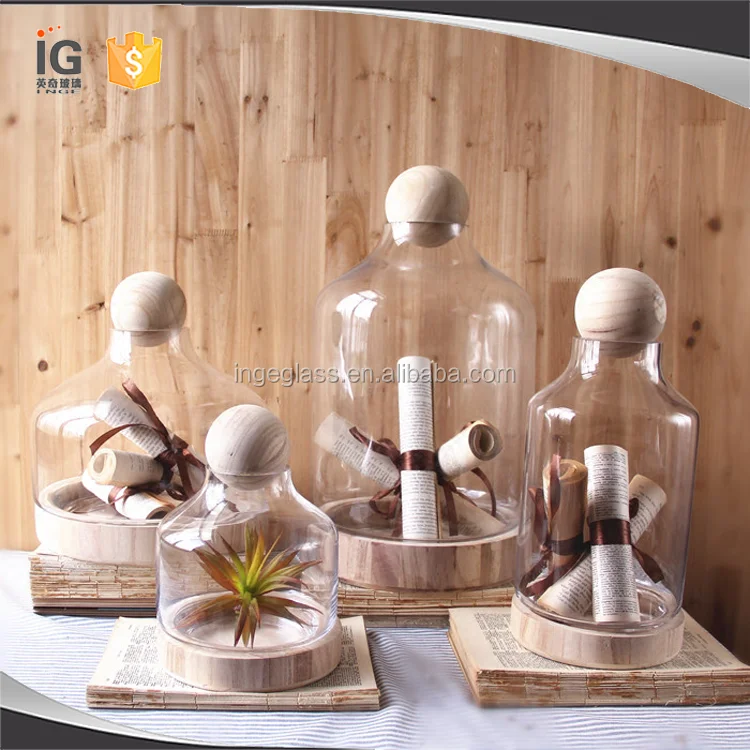Handmade Glass Terrarium With Wood Base And Ball Lid Buy Handmade