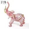 H&D Elephant Ring Holder Trinket Box Hinged Collectible Decor with Crystal Jeweled Boxes