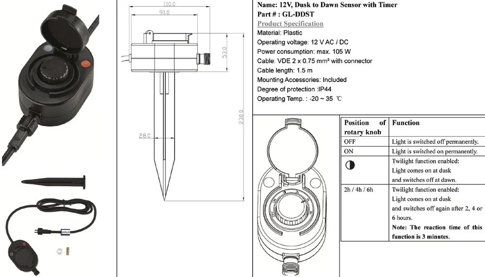 Dusk To Dawn Sensor With Timer Outdoor Lighting Switch Buy Dusk To