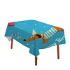 Dachshund Blue Tablecloth Cute Puppy Dog Waterproof Table Cloth Cartoon Pet Happy Birthday Table Cover For Kitchen