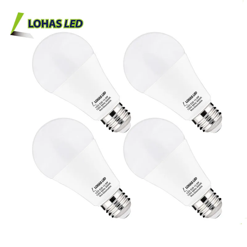 Lohas LED Light Bulbs 60 Watt Equivalent (9W) Cool White General Purpose A19 LED Bulbs, E27 Base