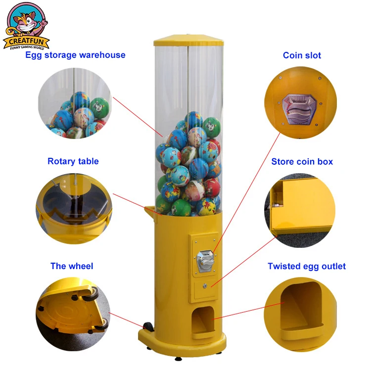 Factory Wholesale Coin Operated Cylindrical Capsule Twisted Egg Machine ...