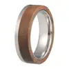 8mm Silver Ring Wood Inlay Wedding Band High Polished Finish Comfort Fit