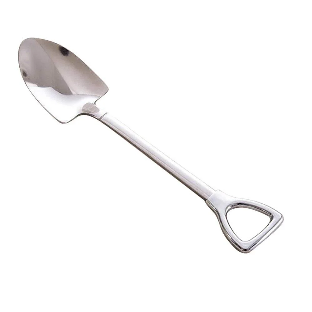 ProsXinty 8 Pcs Stainless Steel Shovel Spoon, Dessert Ice Cream Spoon, Tea Coffee Sugar Cake Spoon, Silver - View #2