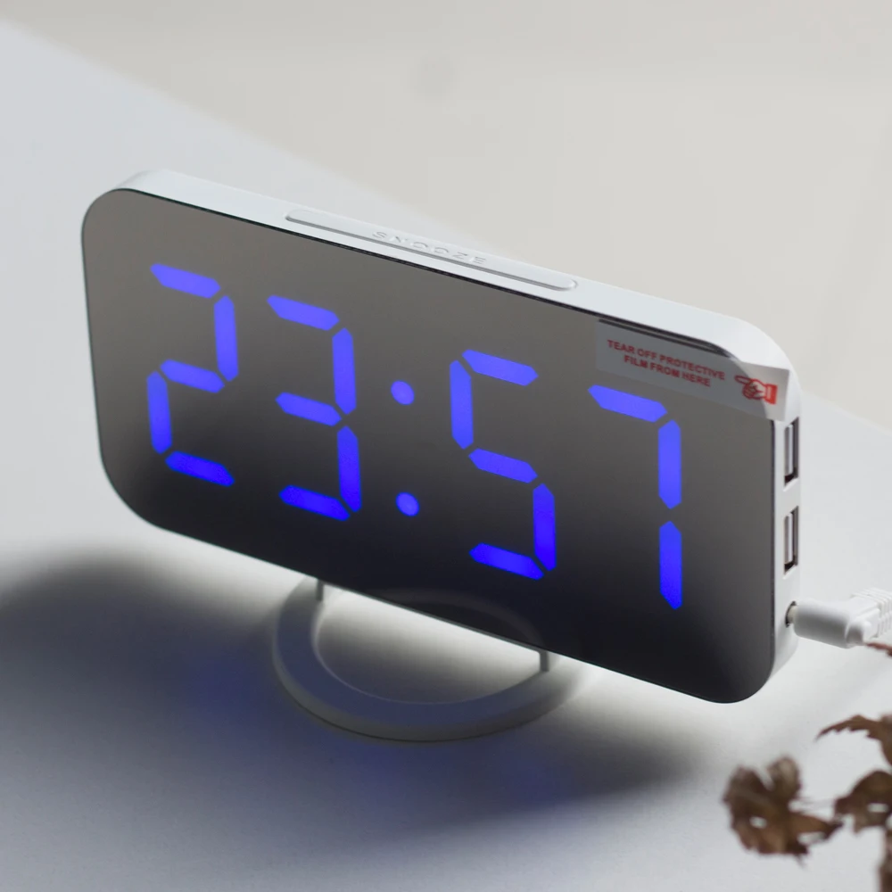 Korean Style Digital Alarm Clock Led Mirror 디스플레이 와 Dimmer,Time,Alarm,폰