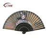Europe good quality paper hand fan made of bamboo craft supplies for sale,custom logo printed polyester bamboo hand fan