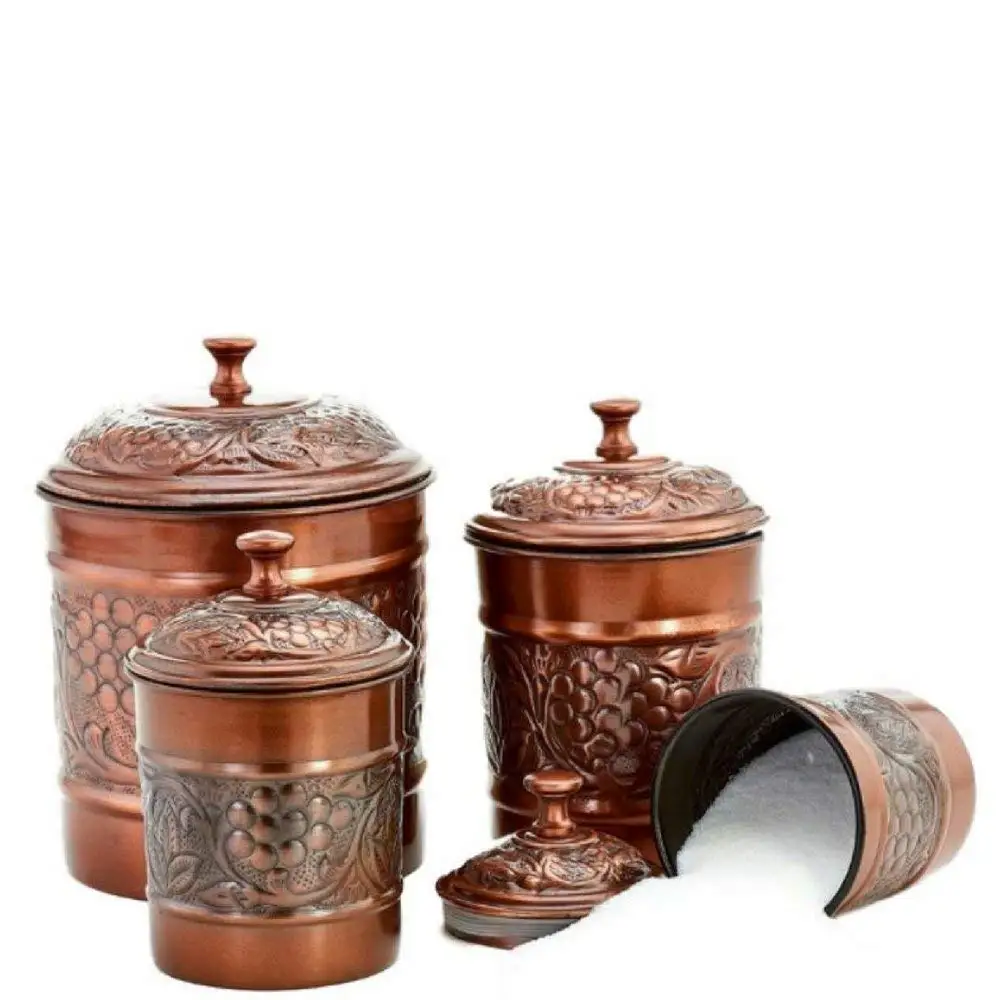 Buy Rustic Kitchen Storage Containers Set 4 Metal Canisters Primitive