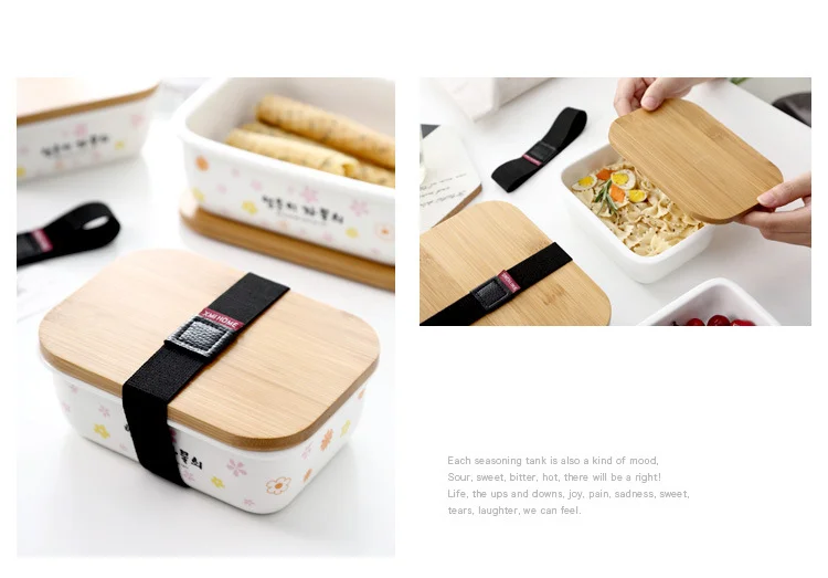 Japanese Style Ceramic Bento Lunch Box Meal Prep Food Container With ...