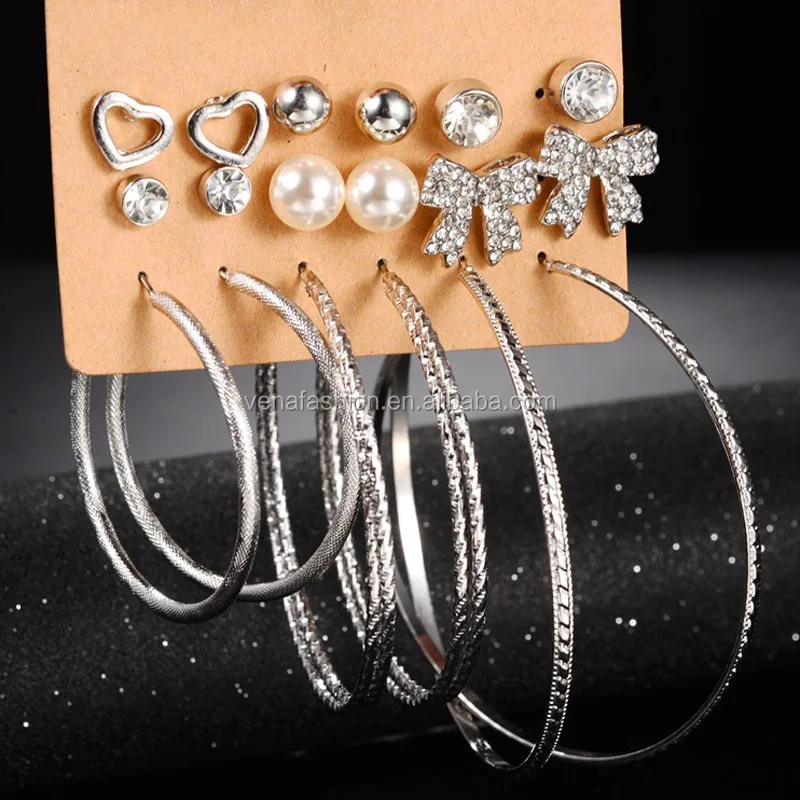 Heart Bow Amazon Gold Earring Sets For 3 Holes Buy Earring Sets For 3