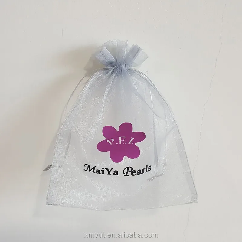 Organza Gift Bag Grey Color or Customized Acceptable Drawstring Recyclable Accept