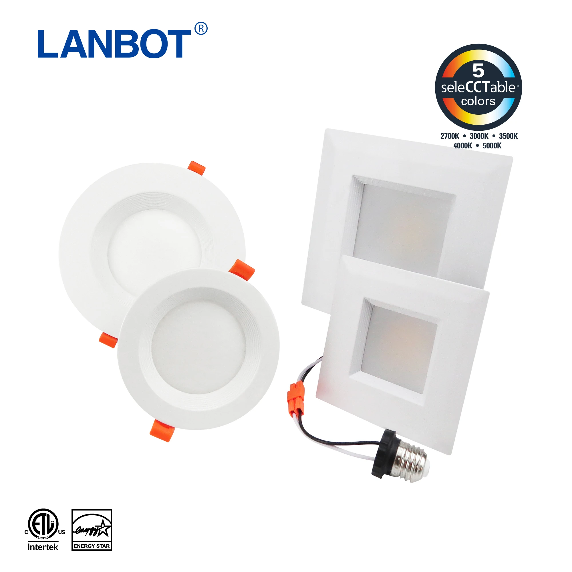 LANBOT 6 8 10 Inch LED Downlight with Smooth Trim Retrofit LED Recessed Lighting Fixture 2700K Soft White