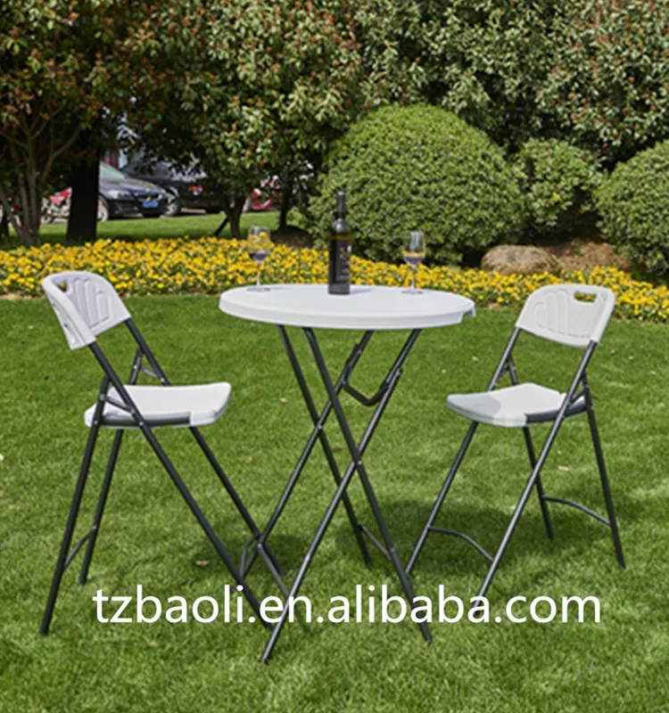 White 80cm Hdpe Plastic Folding Round Cocktail Party Table Buy