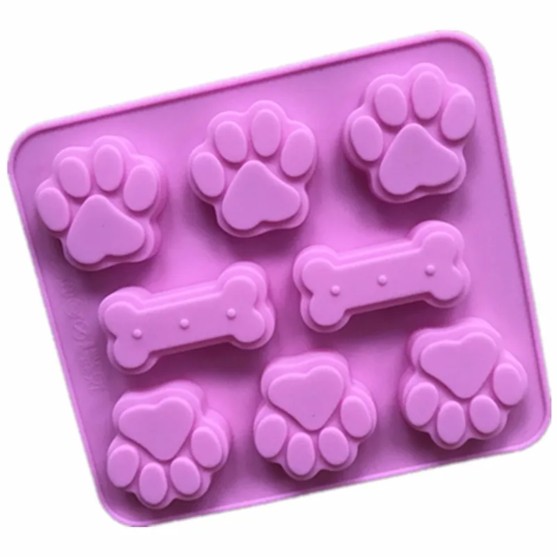 silicone-mold-pet-paw-print-with-bone-treat-dog-candy-chocolate-soap