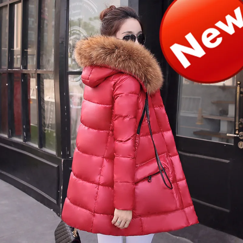 2016 New Female Long Parkas Large Fur Collar Women font b Winter b font Down Coat