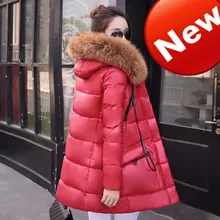 2016 New Female Long Parkas Large Fur Collar Women font b Winter b font Down Coat