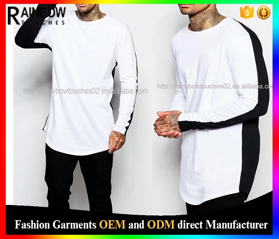 Custom Oversized Long Line Men T Shirt Wholesale Half Black Half White Longline Shirt Buy Long Line Men T Shirt Oversized T Shirt Half Black Half White Shirt Product On Alibaba Com