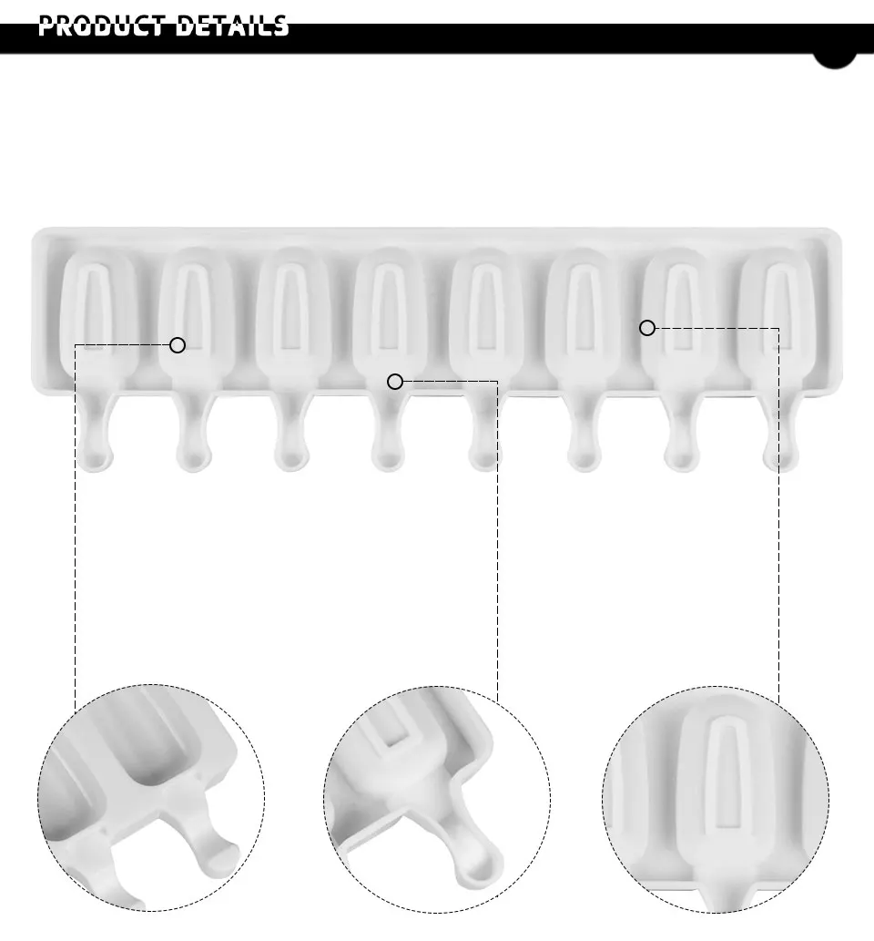 8 Cavity Diy Ice Cream Mold Makers Ice Cube Dessert Molds Silicone