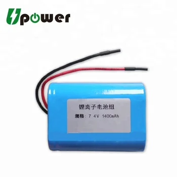 7.4v 1400mah 18500 Li Ion Battery Pack Rechargeable 18650 2s Li-ion ...