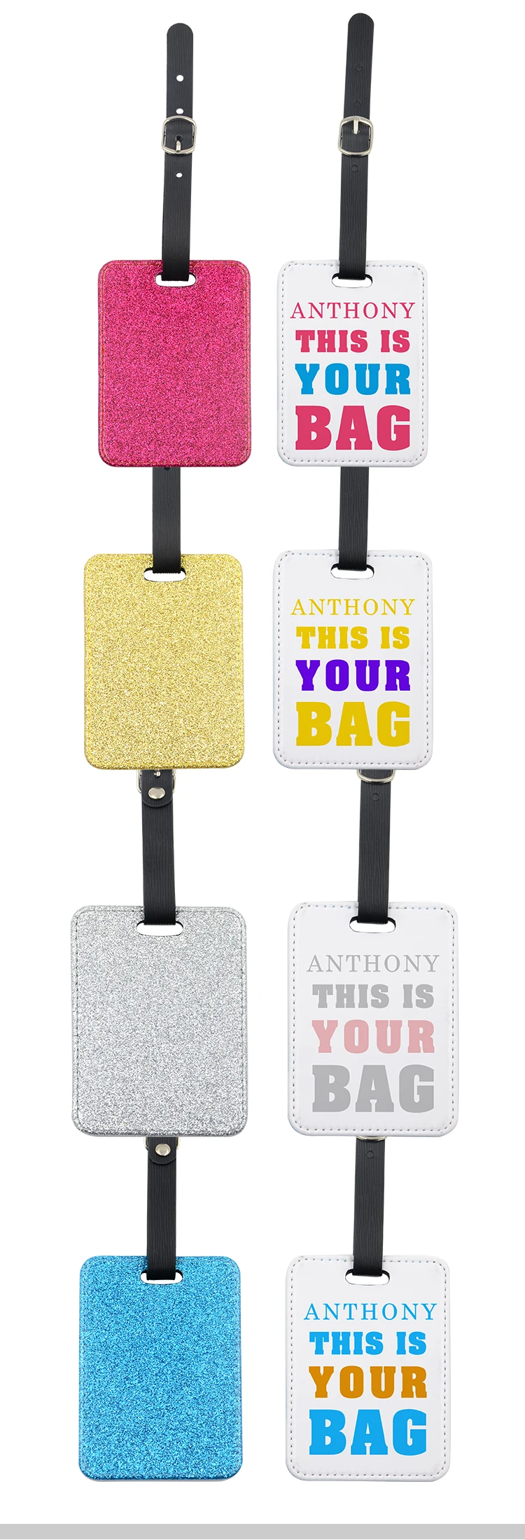 Ecofriendly!!! Fashion Sublimation Glitter Pu Leather Luggage Tag Buy Luggage Tag,Glitter