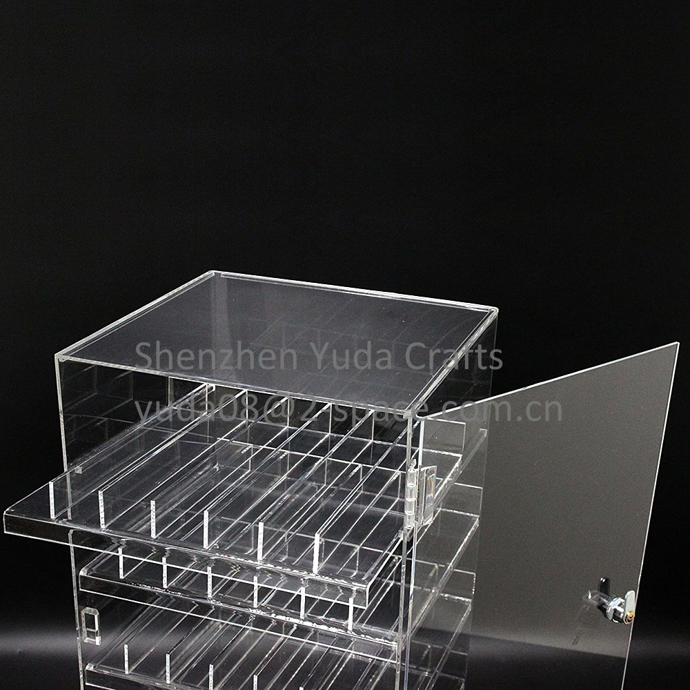 Clear Nail Polish Display Acrylic Locking Perspex Cosmetic Case