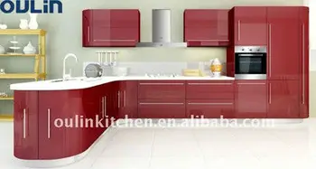 Oulin High Glossy Pu Lacquer Kitchen Cabinet With Blum Hardware