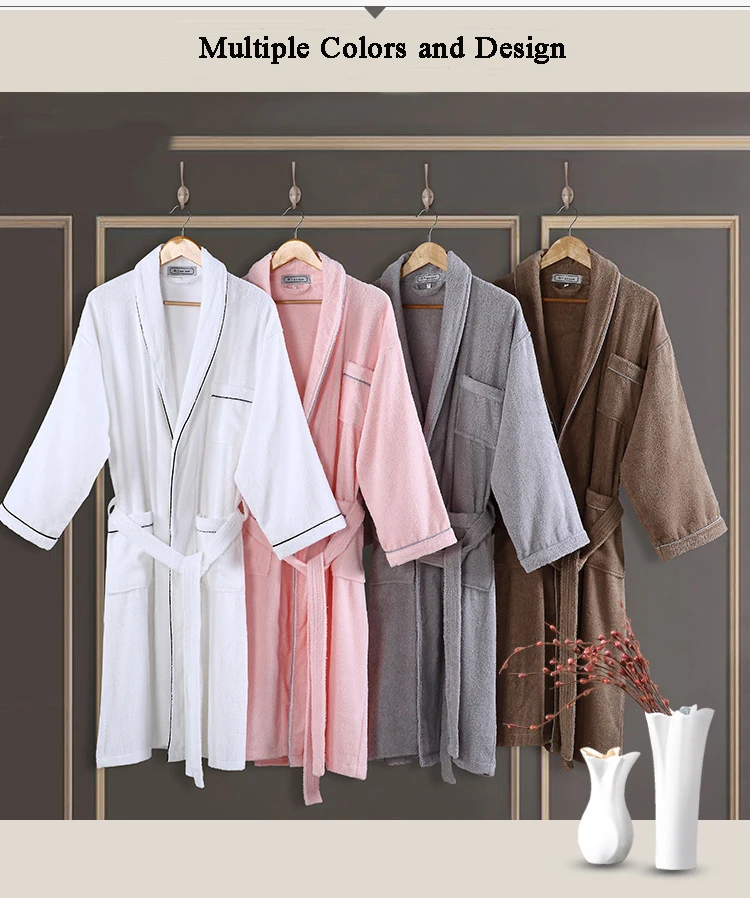 Wholesale Luxury Bathrobes Cotton Terry Hotel Bath Robe White Color