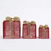 Glitter Wrought Iron Gift Box Three-piece Christmas Props Window Decoration Christmas Light Gift Box