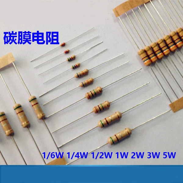 Kit de resistencias de pel/ícula de carbono 1000 unidades de 1 10 m Ohm 1//2 W Resistencia Surtido 100 Valores