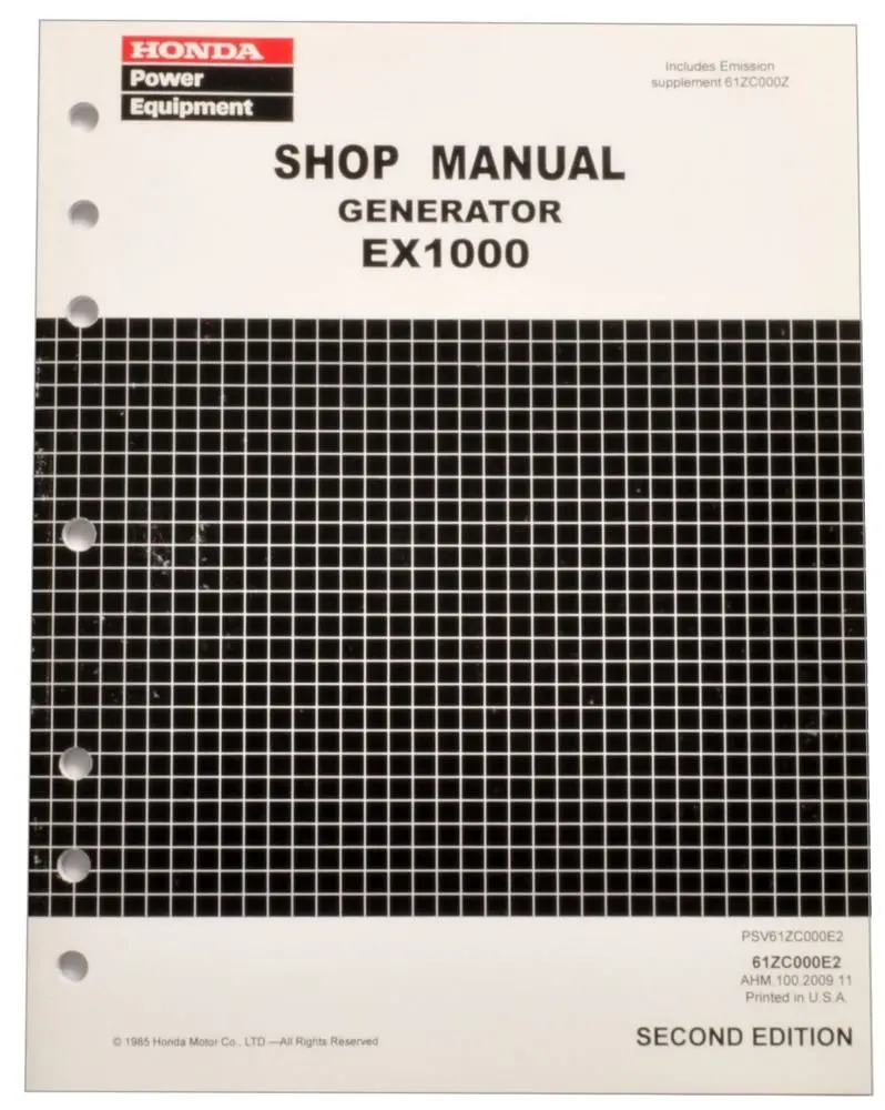 Honda EX1000 Generator Service Repair Shop Manual