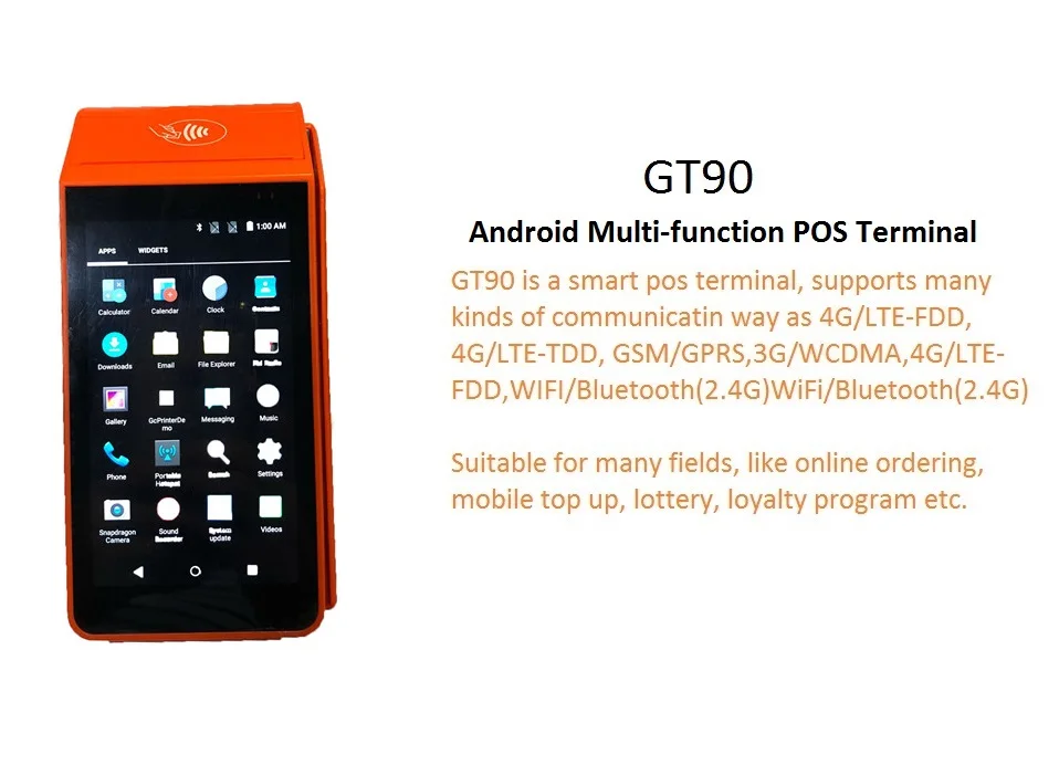 GOODCOM GT90 Wireless Android handheld Smart POS Terminal Thermal Printer with 1D/2D scanning