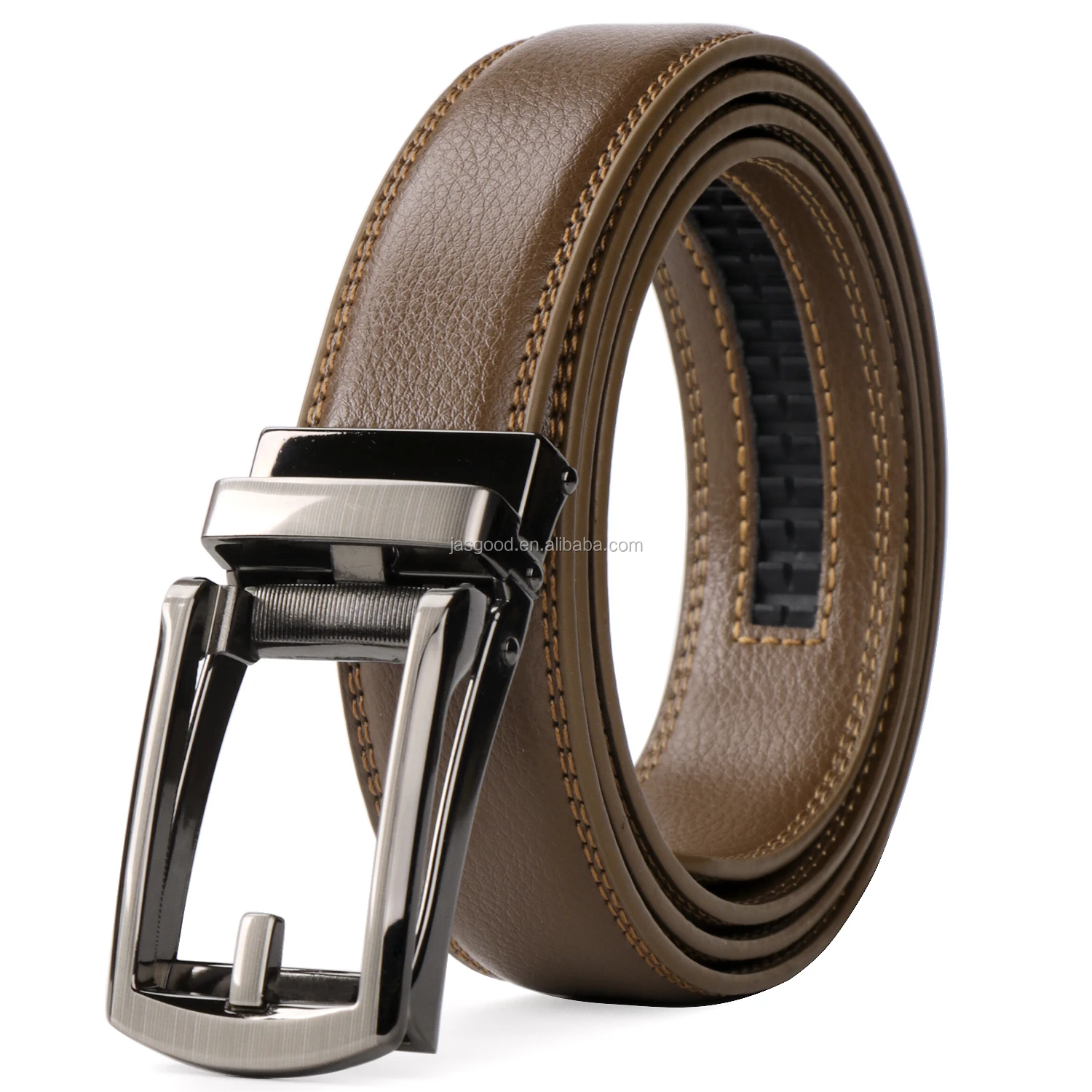 Mens Belt Leather Automatic Alloy Buckle Ratchet Belt