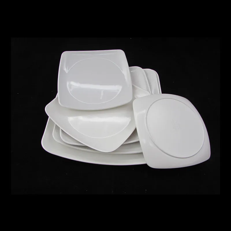 Wholesale Bulk Unbreakable Melamine Dish Restuanrant White Square Shape