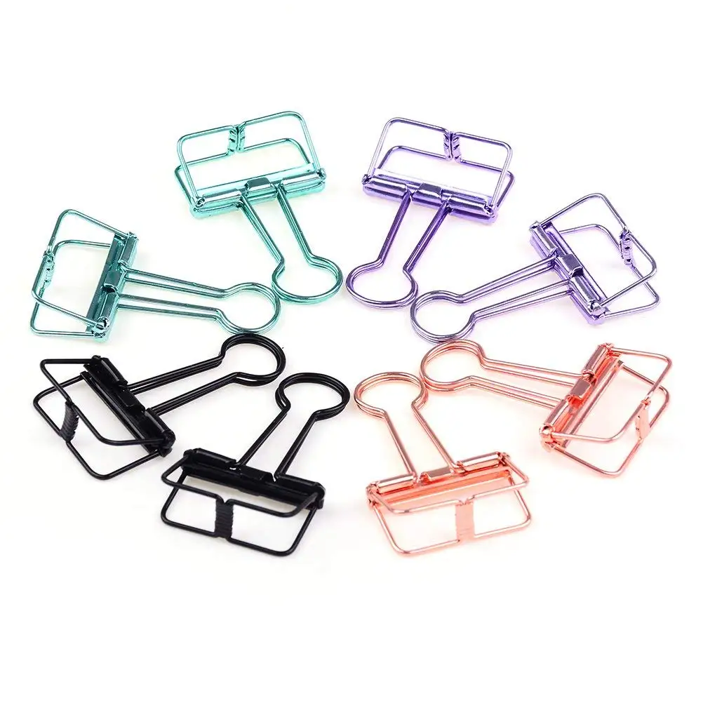 CosCosX Wire Binder Clips Metal Foldback Paper Clamps for Notes Letter Paper Clip Office Supplies Medium,8 Pcs,4 Colors