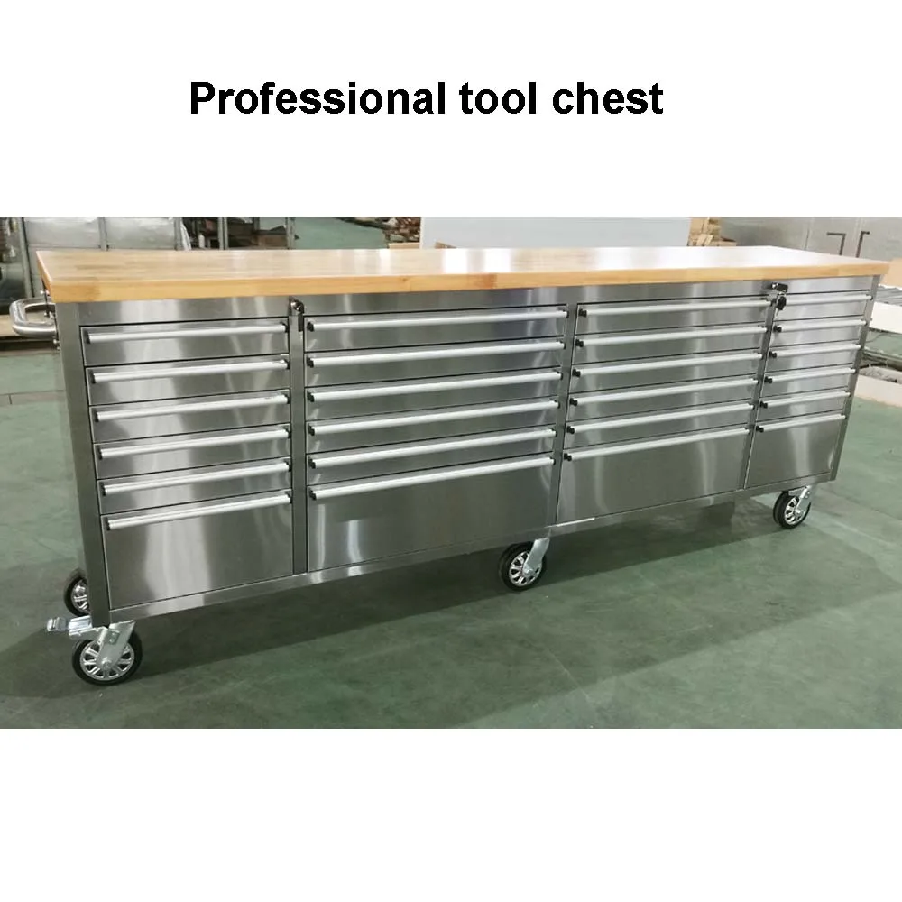 96 Inch Rolling Toolboxes Stainless Steel Mechanic Tool Chest With