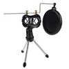 Adjustable Studio Condenser Microphone Stand Desktop Tripod for Microphone with Windscreen Filter Cover
