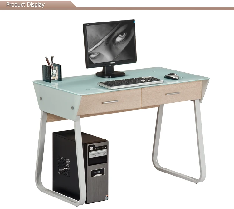 Tempered Glass Computer Standing Desk With Keyboard Tray