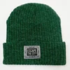 Green Orange Burgundy Thick Knit Escape The City Patch Ribbed Running Beanie Hat for Winter