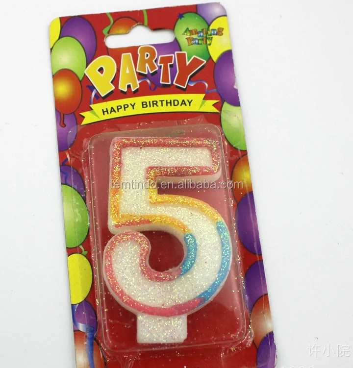 Wholesale Glitter Colorful Birthday Number Candle Middle Size Candles