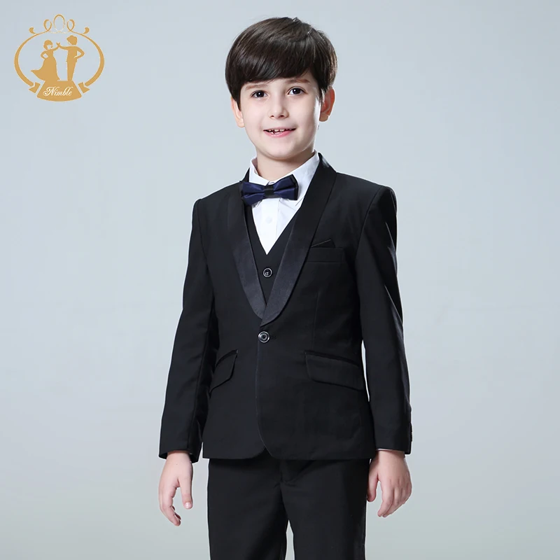 Fengchengjize Boys Slim Fit Suits Set 3-PCS Prom Tux Suit Jacket Vest Pants 3T-10 