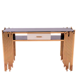 French Modern Style Vacuum Plated Gold Industrial Antique Console