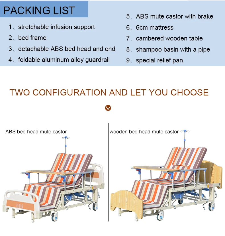 Multifunctional Medical Elderly Turn Over Patient Bed Home Nursing Beds