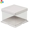 Environmental PET decorative transparent plastic cake box with white lid